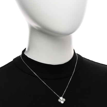 Van Cleef & Arpels 18K White Gold Diamond Guilloche Vintage Alhambra Pendant Necklace 2 of 5