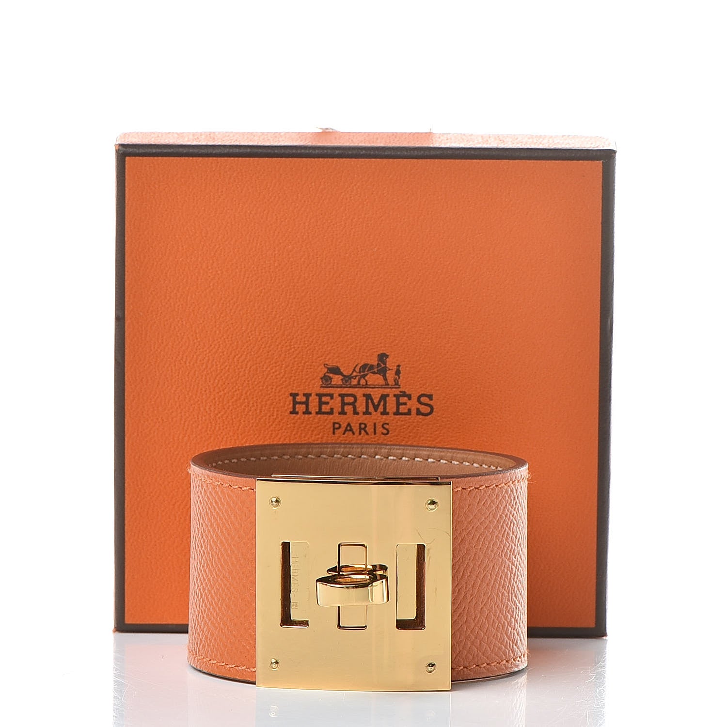 Hermes Epsom Kelly Dog Bracelet T3 Orange 7 of 7