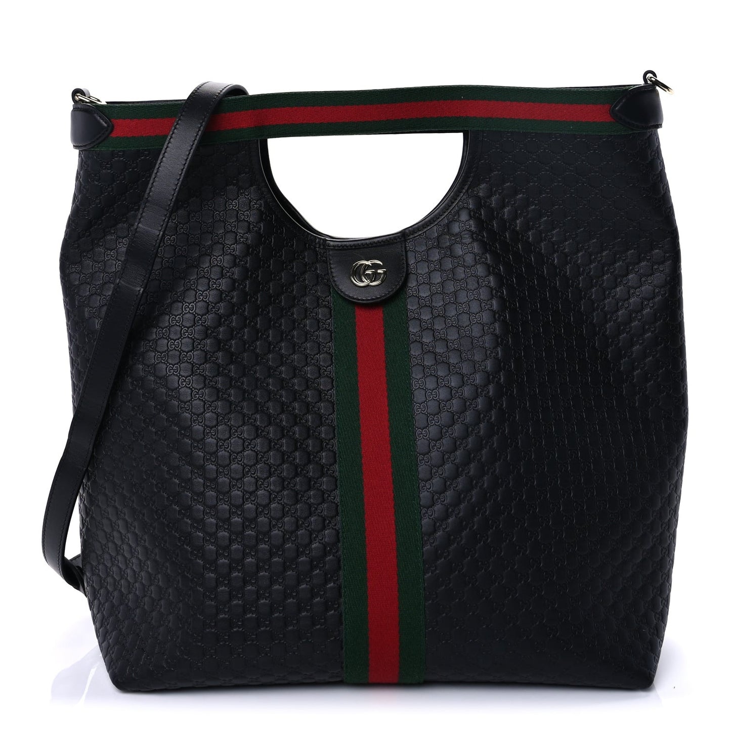 Microguccissima Web Large Giglio Tote  Black