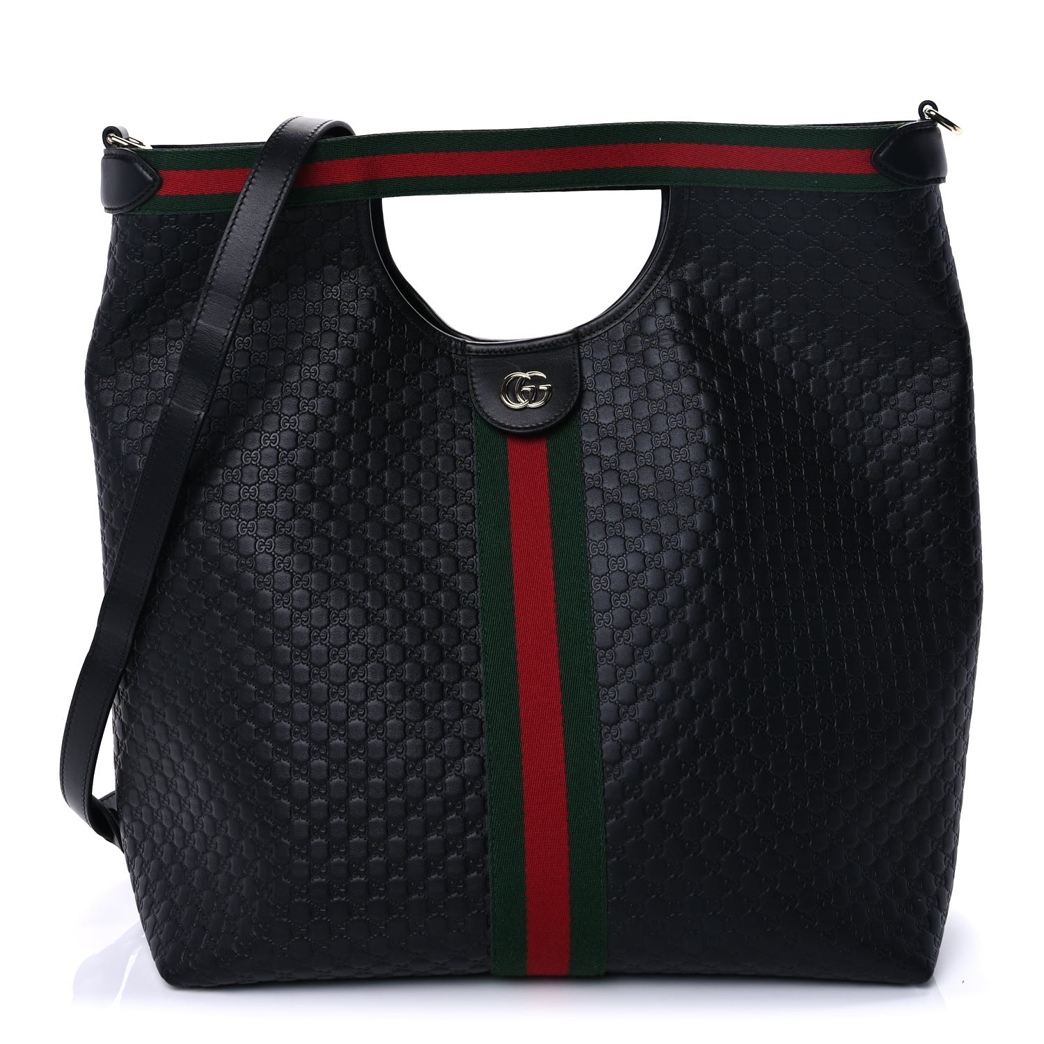 Gucci Microguccissima Web Large Giglio Tote  Black 2 of 10