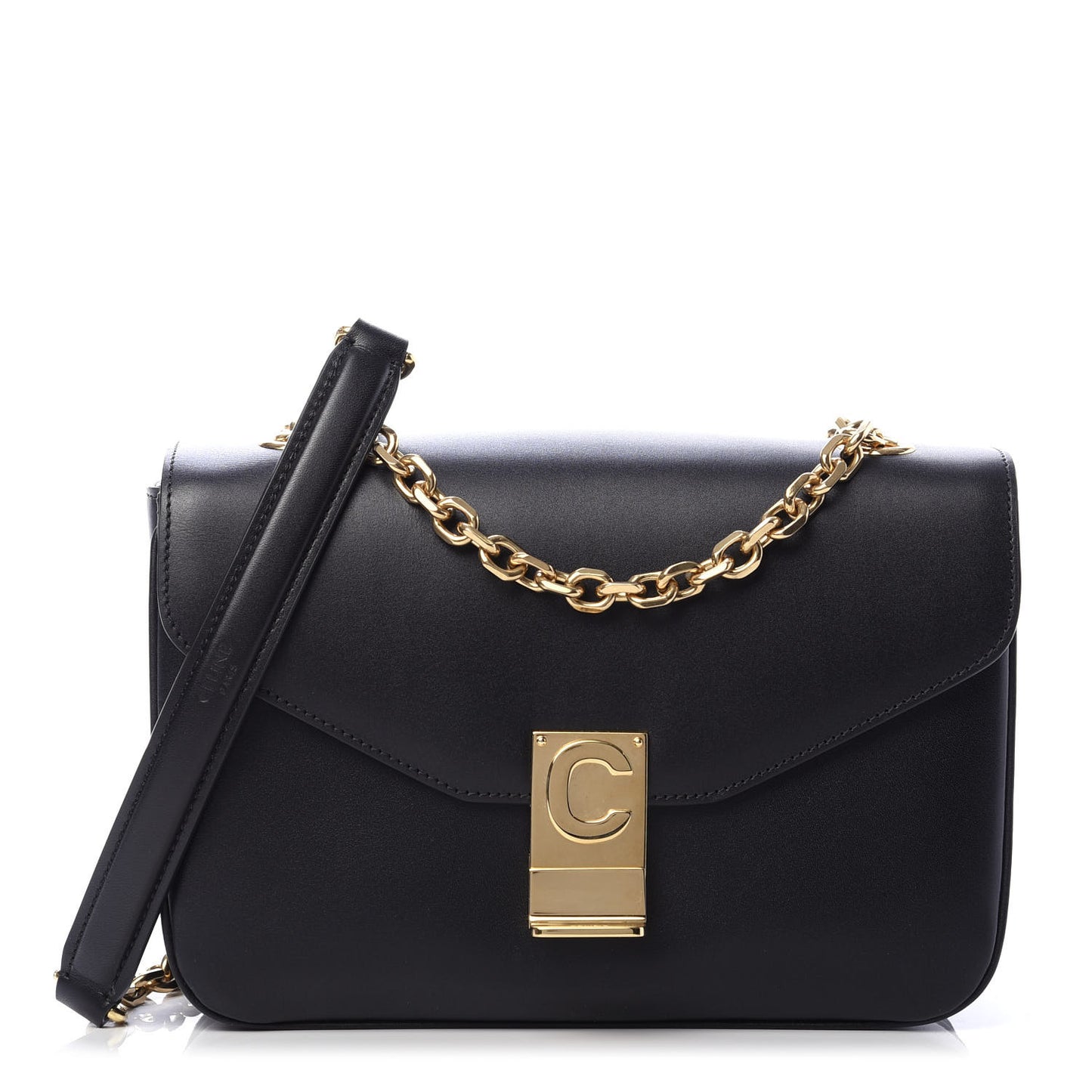 Shiny Calfskin Medium C Bag Black