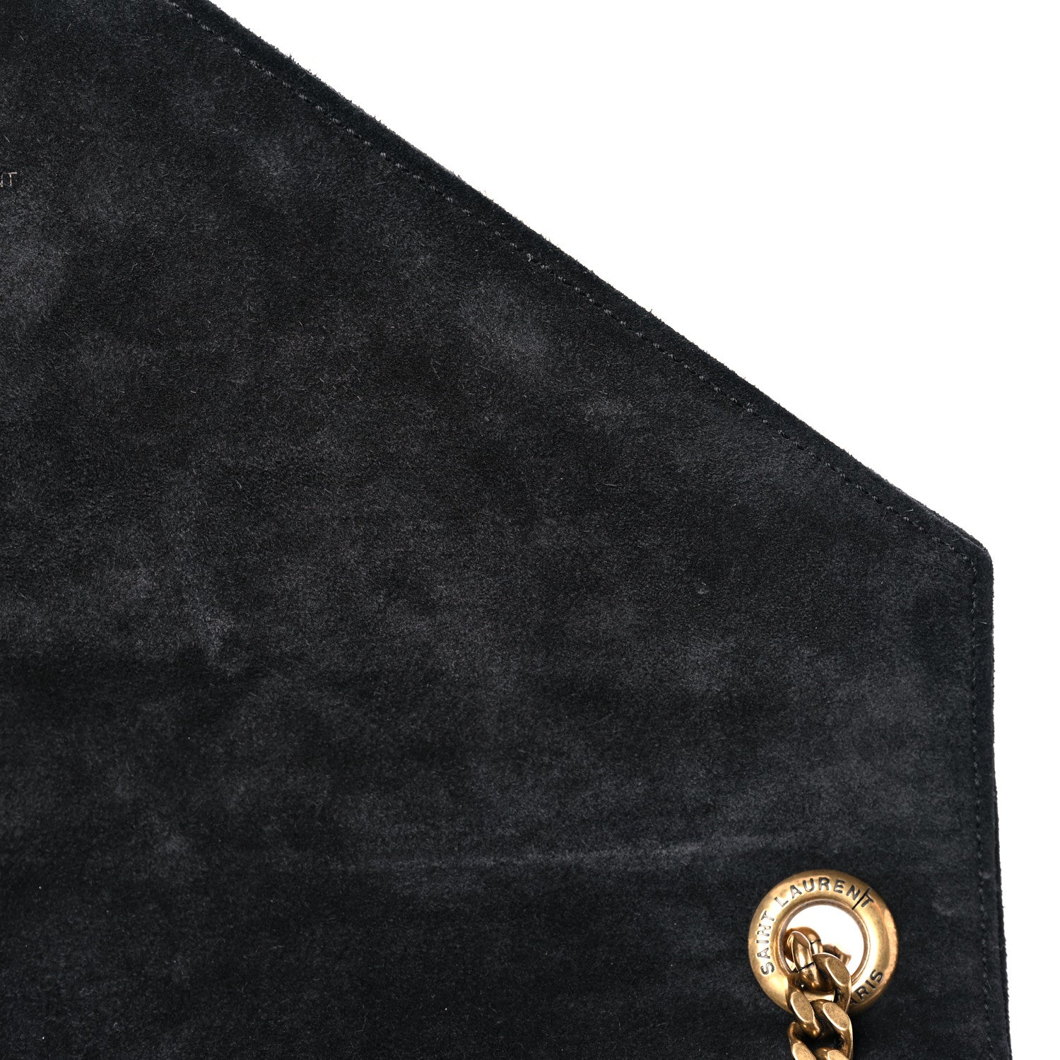 Saint Laurent Suede Mixed Matelasse Tri-Quilt Large Monogram Envelope Satchel Black 16 of 25