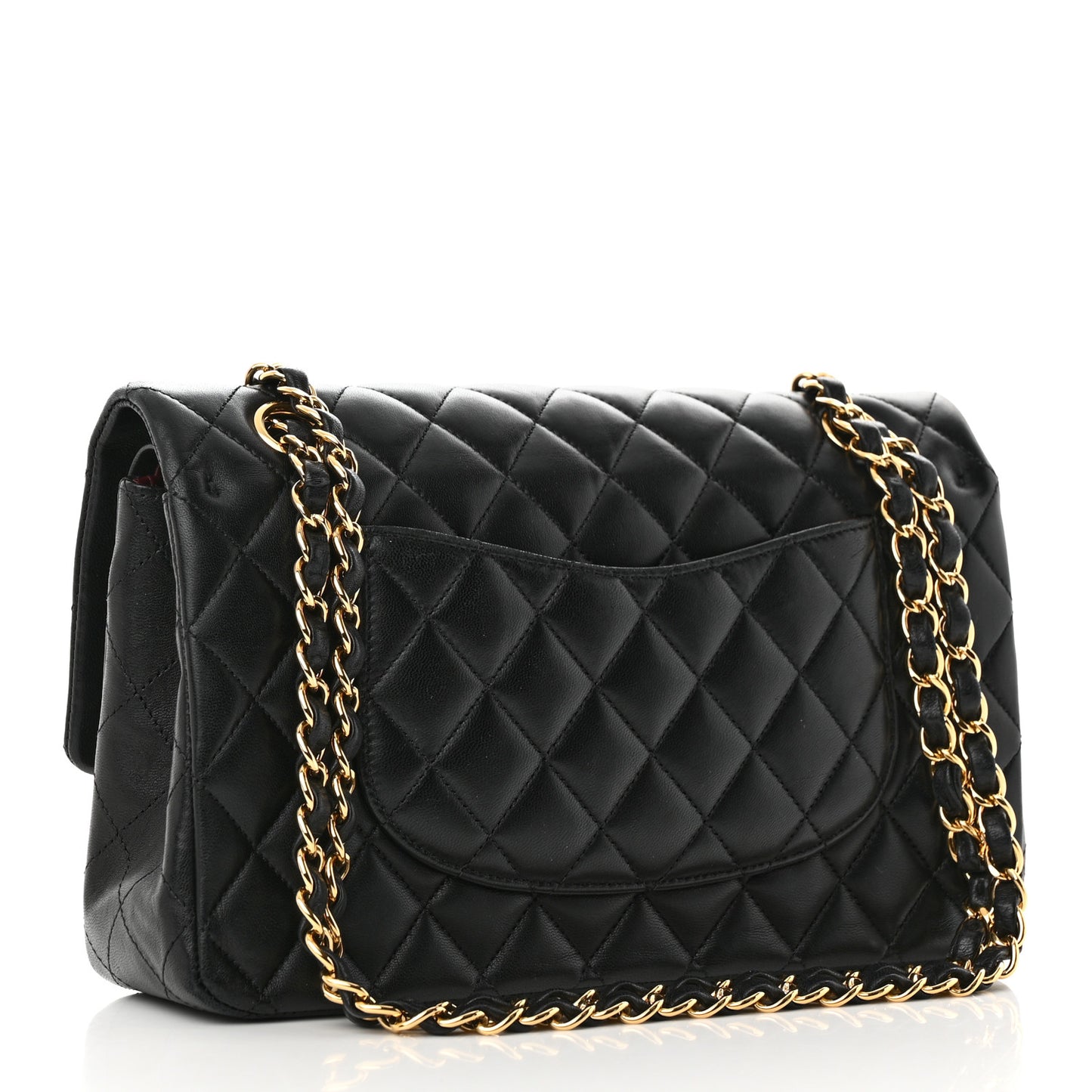 Lambskin Quilted Medium Double Flap Black