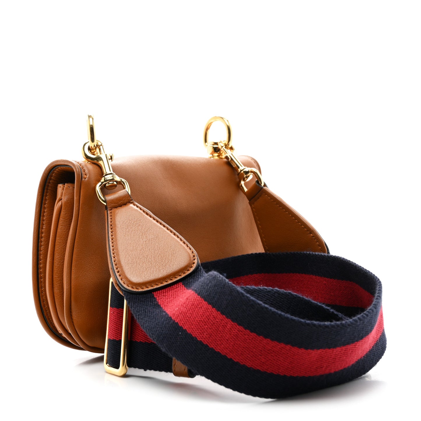 Roxy Calfskin Web Mini Blondie Shoulder Bag Cognac