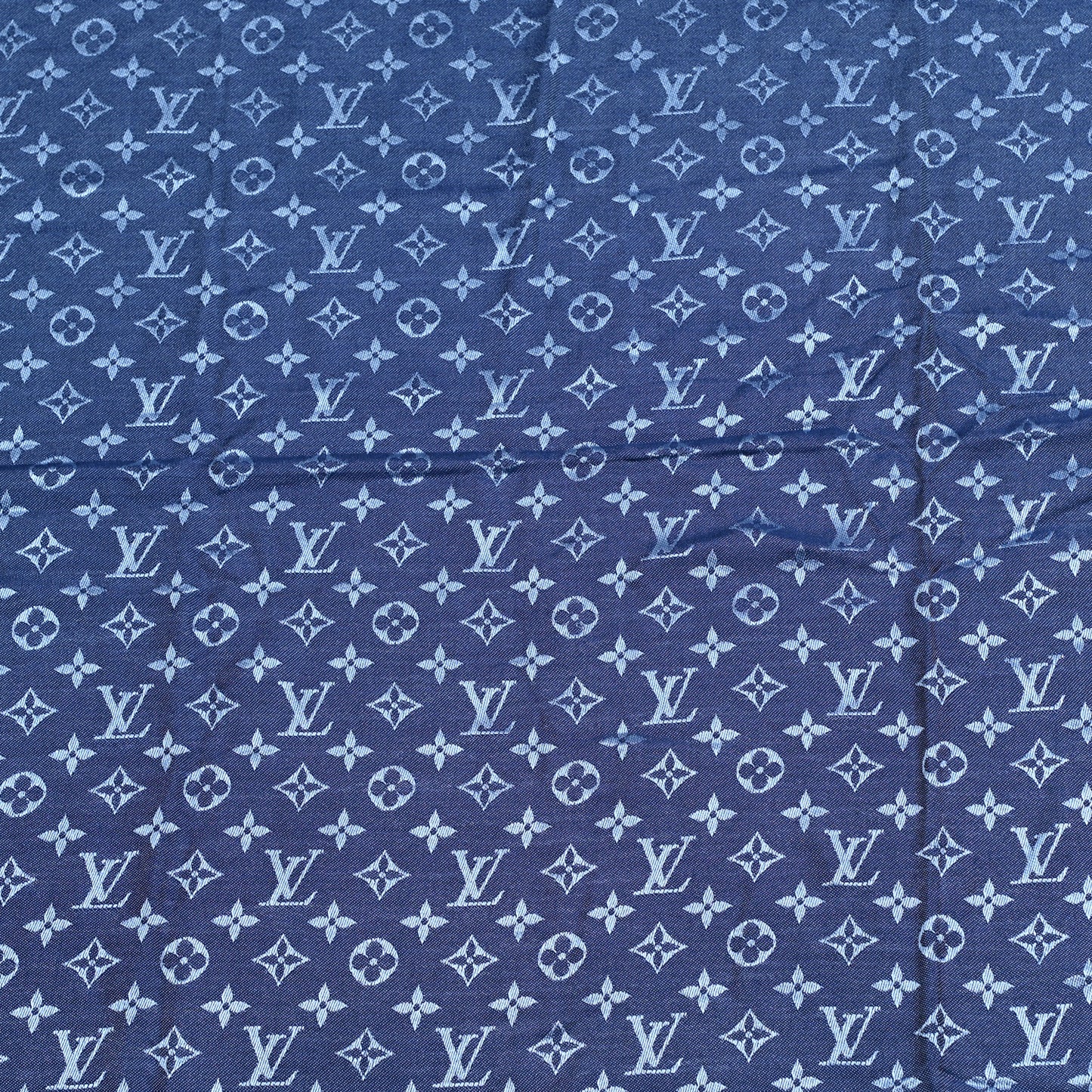 Silk Wool Monogram Denim Shawl Blue