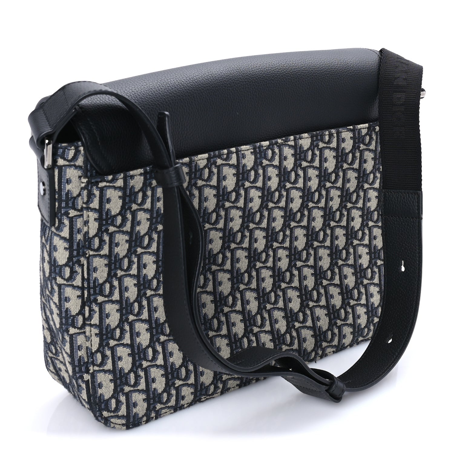 Christian Dior Oblique Jacquard Grained Calfskin Medium Saddle Messenger Bag Beige Black 2 of 7