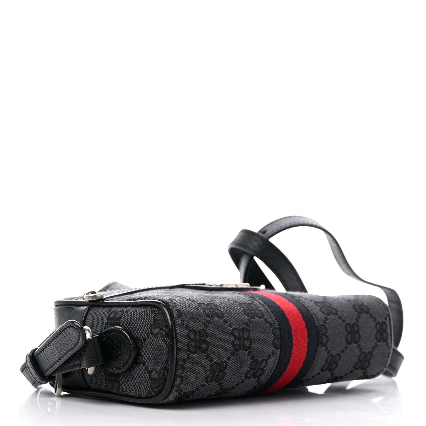X BALENCIAGA BB Monogram Web Mini Ophidia Shoulder Bag Black