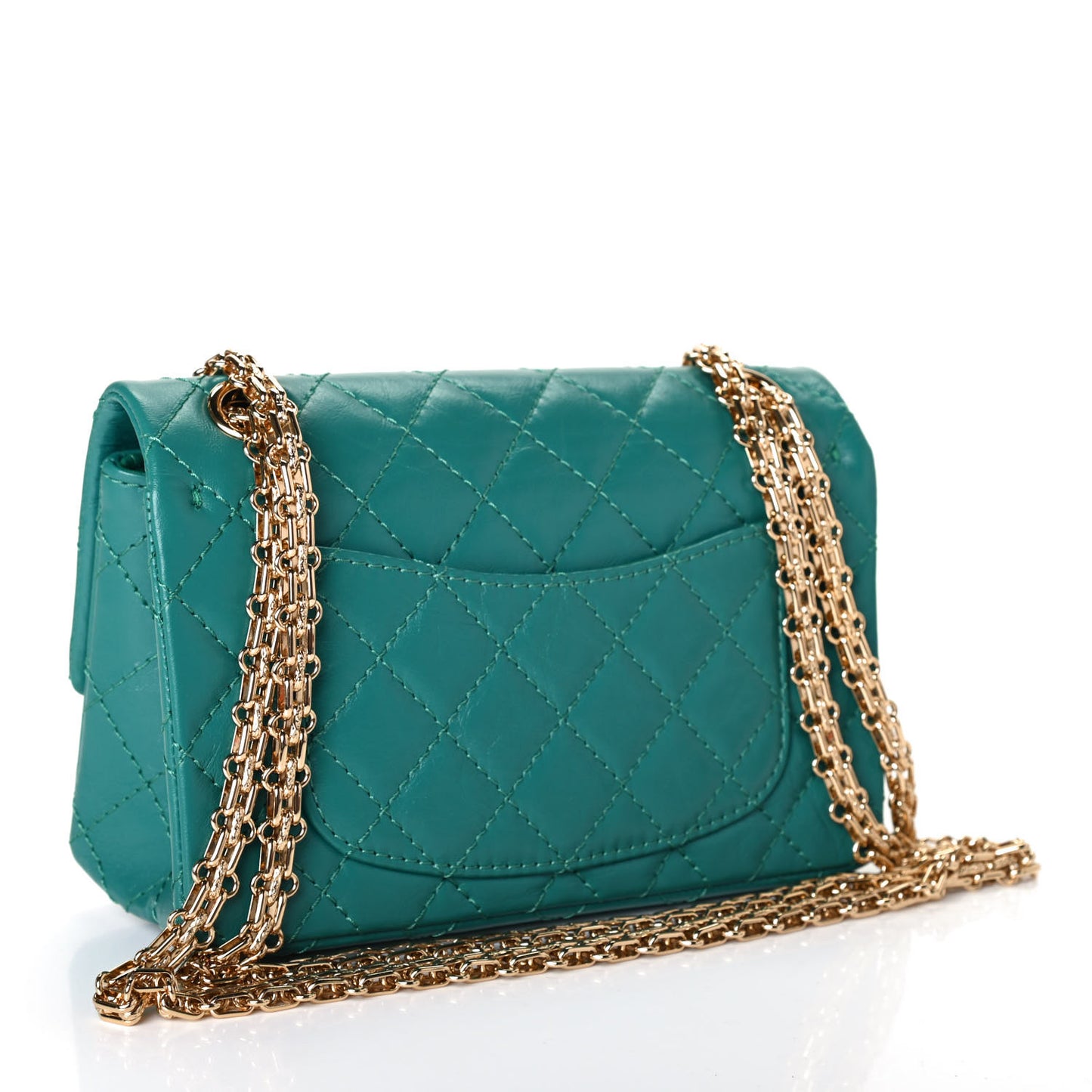 Aged Calfskin Quilted 2.55 Reissue Mini Flap Green