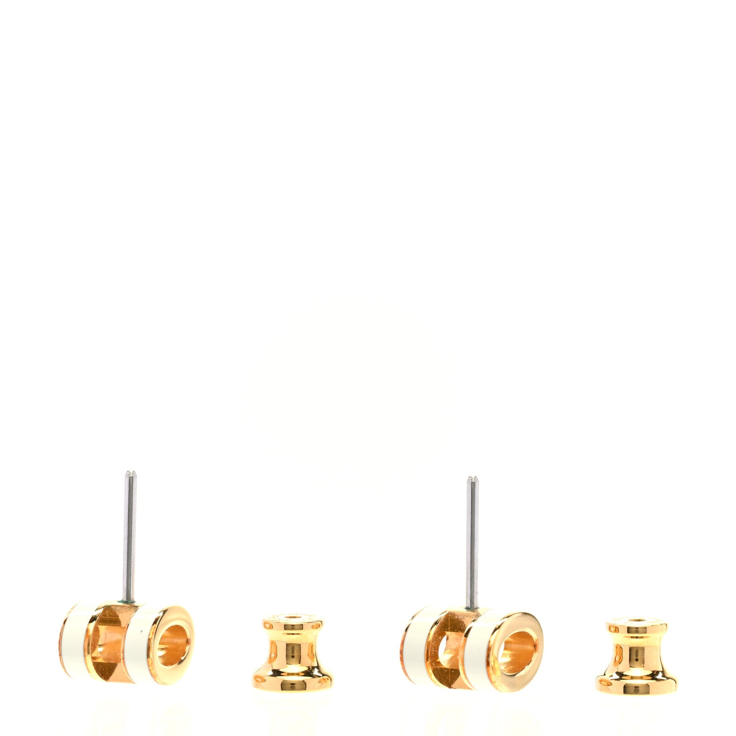 Hermes Gold Lacquered Mini Pop H Earrings White 3 of 7