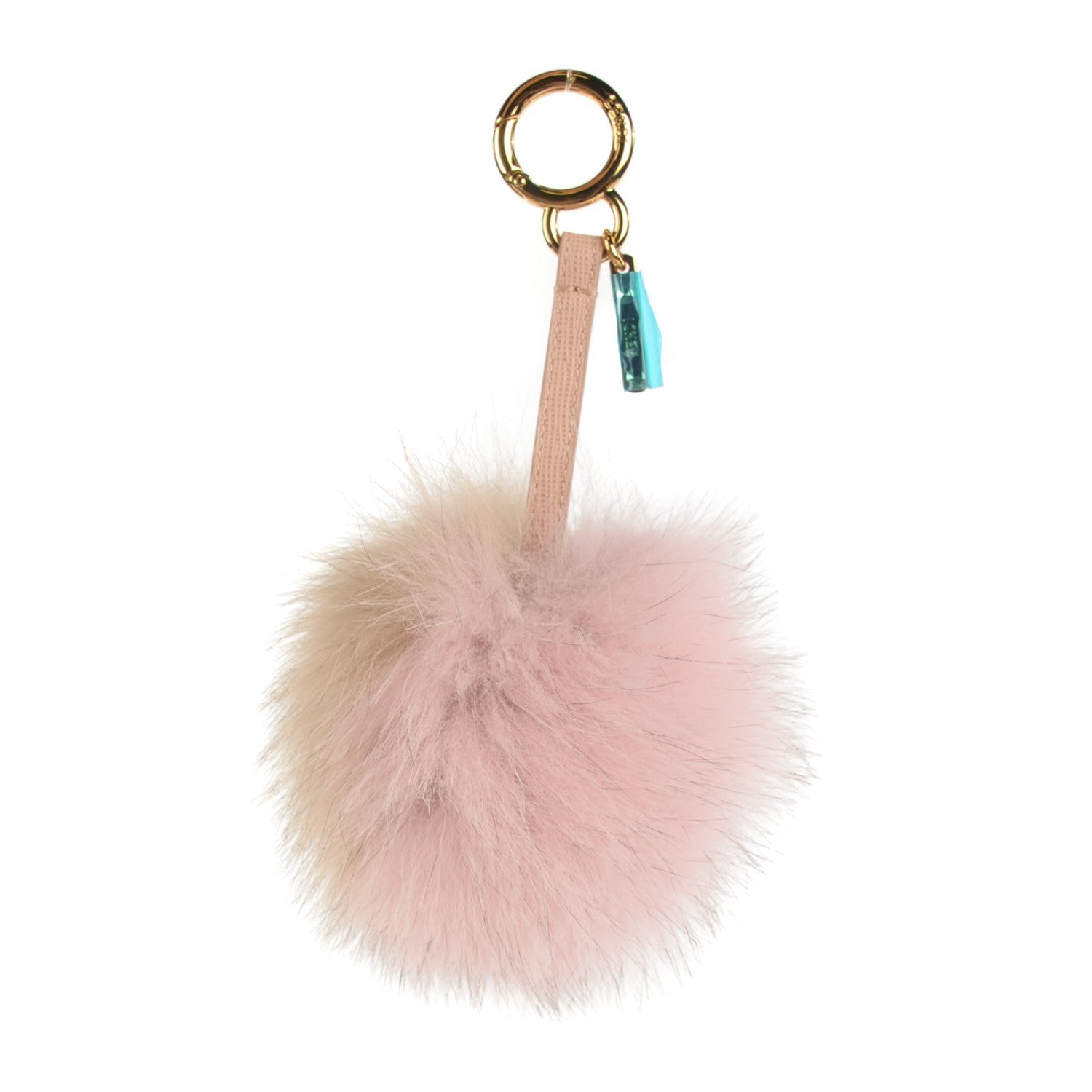 Fendi Fox Fur Vitello Elite Bi-Color Pom Pom Bag Charm Rosa Cammello Cipria 1 of 6