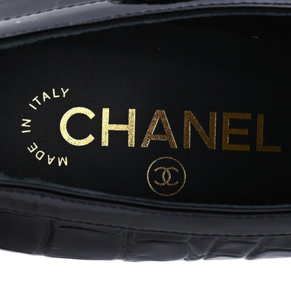 Chanel Crocodile Embossed Patent Calfskin Pumps 37 Black 7 of 8