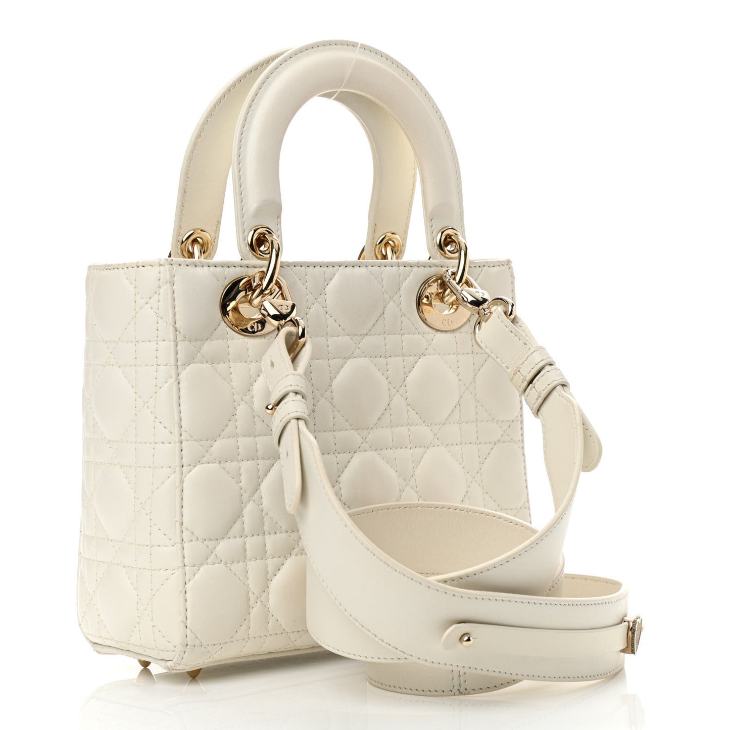 Lambskin Cannage Small Lady Dior White