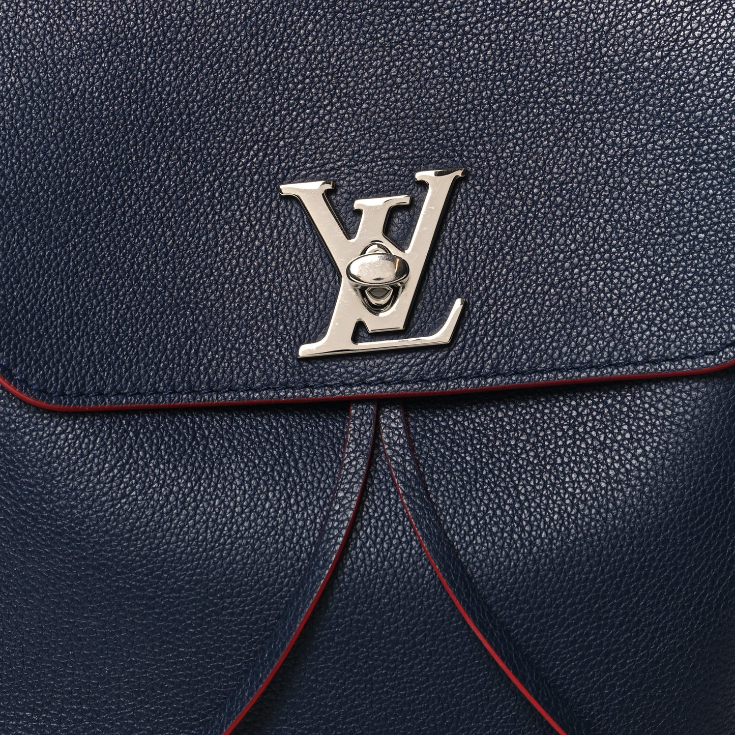 Soft Calfskin Lockme Backpack Marine Rouge