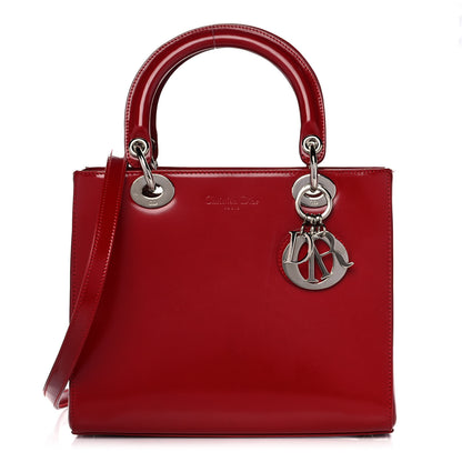 Christian Dior Glazed Calfskin Medium Lady Dior Red 1 of 11