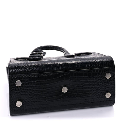 Saint Laurent Calfskin Crocodile Embossed Nano Sac De Jour  Black 3 of 9