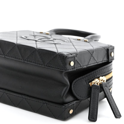 Chanel Calfskin Quilted Small Studded Square Vanity Case Black 10 of 10