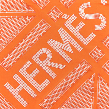 Hermes Silk Gavroche Sellier Pocket Square Scarf Orange White 2 of 5