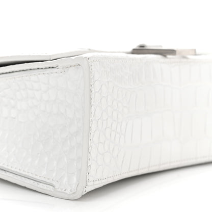 Balenciaga Shiny Calfskin Crocodile Embossed Small Hourglass Sling Shoulder Bag White 10 of 13