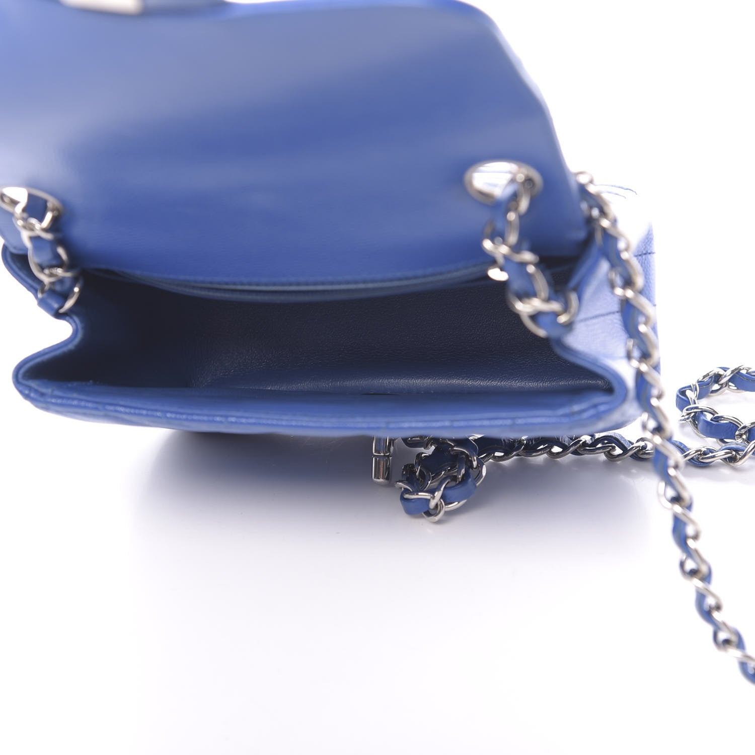 Chanel Caviar Chevron Quilted Mini Square Flap Blue 5 of 10