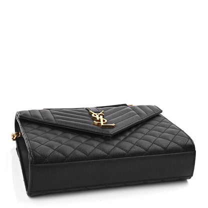 Saint Laurent Grain De Poudre Textured Mixed Matelasse Triquilt Medium Monogram Satchel Black 3 of 8