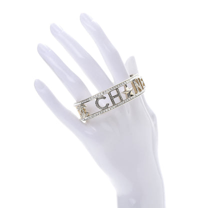 Chanel Crystal Baguette Logo Cuff Bracelet Gold 2 of 5