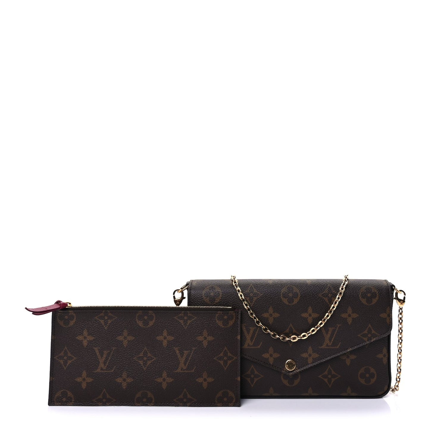 Monogram Pochette Felicie Chain Wallet Fuchsia