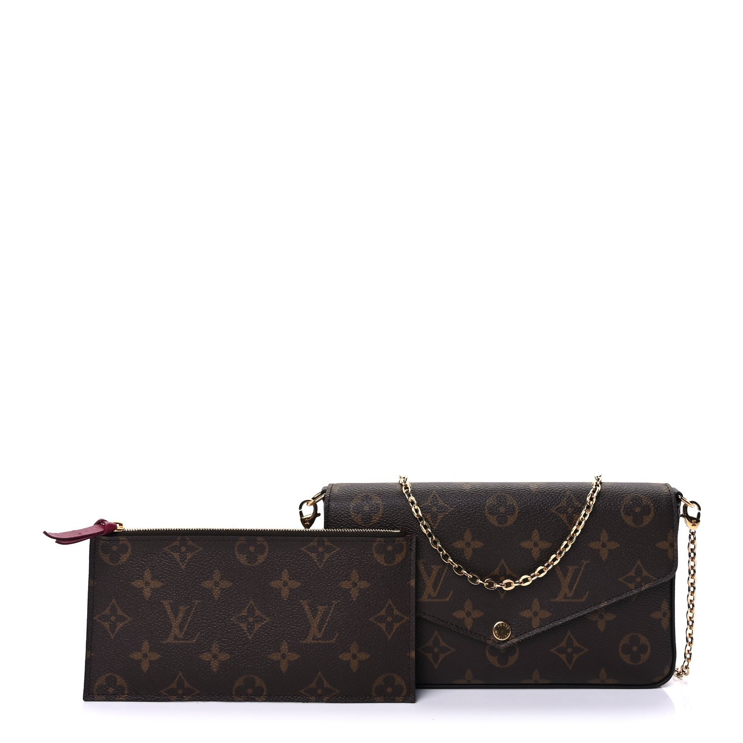 Louis Vuitton Monogram Pochette Felicie Chain Wallet Fuchsia 2 of 10