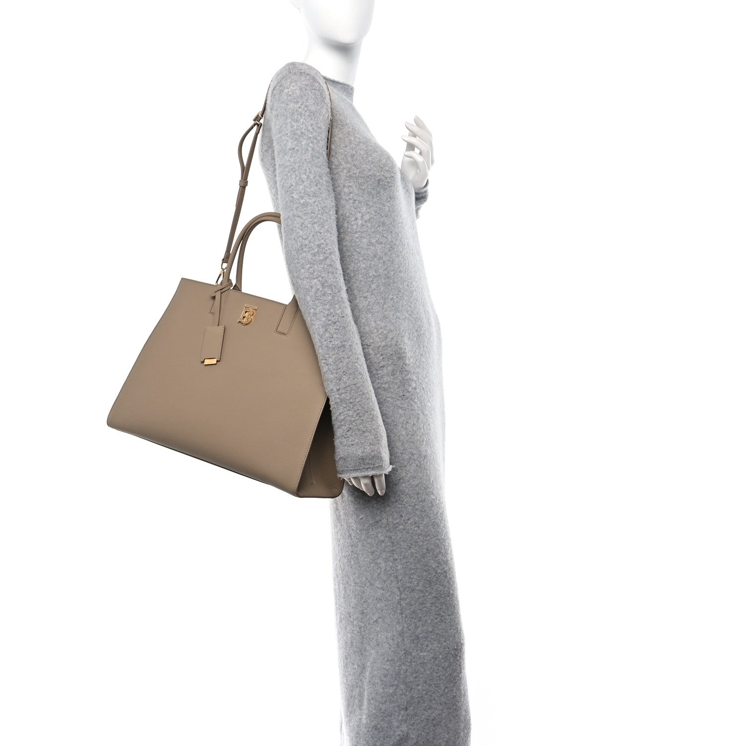 Burberry Grained Calfskin Medium Frances Tote Oat Beige 2 of 9