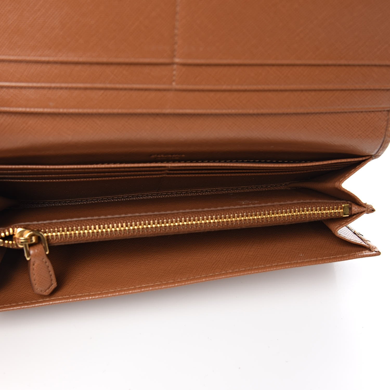 Prada Saffiano Metal Continental Flap Wallet Caramel 5 of 8