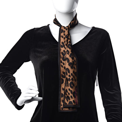 Louis Vuitton Silk Leopard Bandeau Scarf Marron 2 of 5