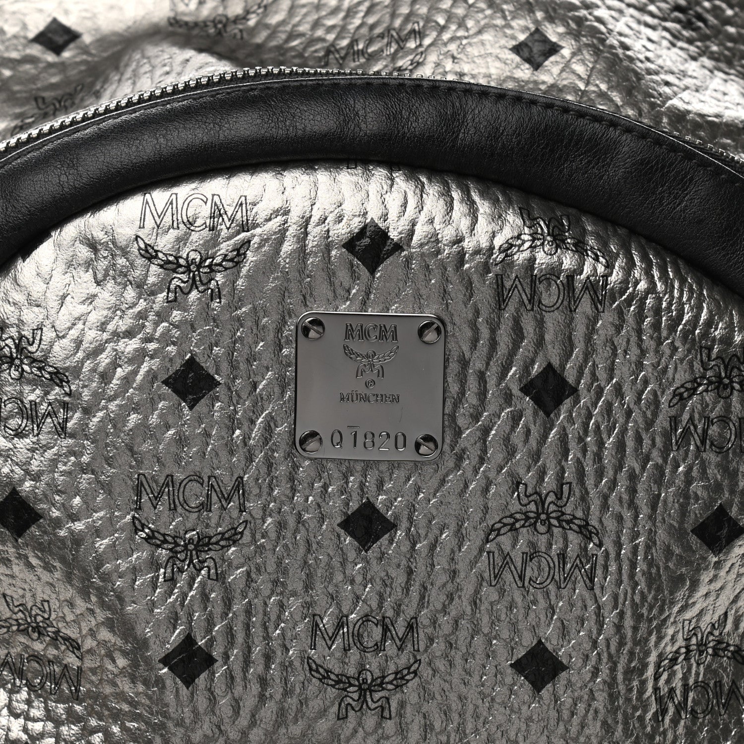 MCM Metallic Visetos Medium Stark Backpack Silver Black 6 of 9