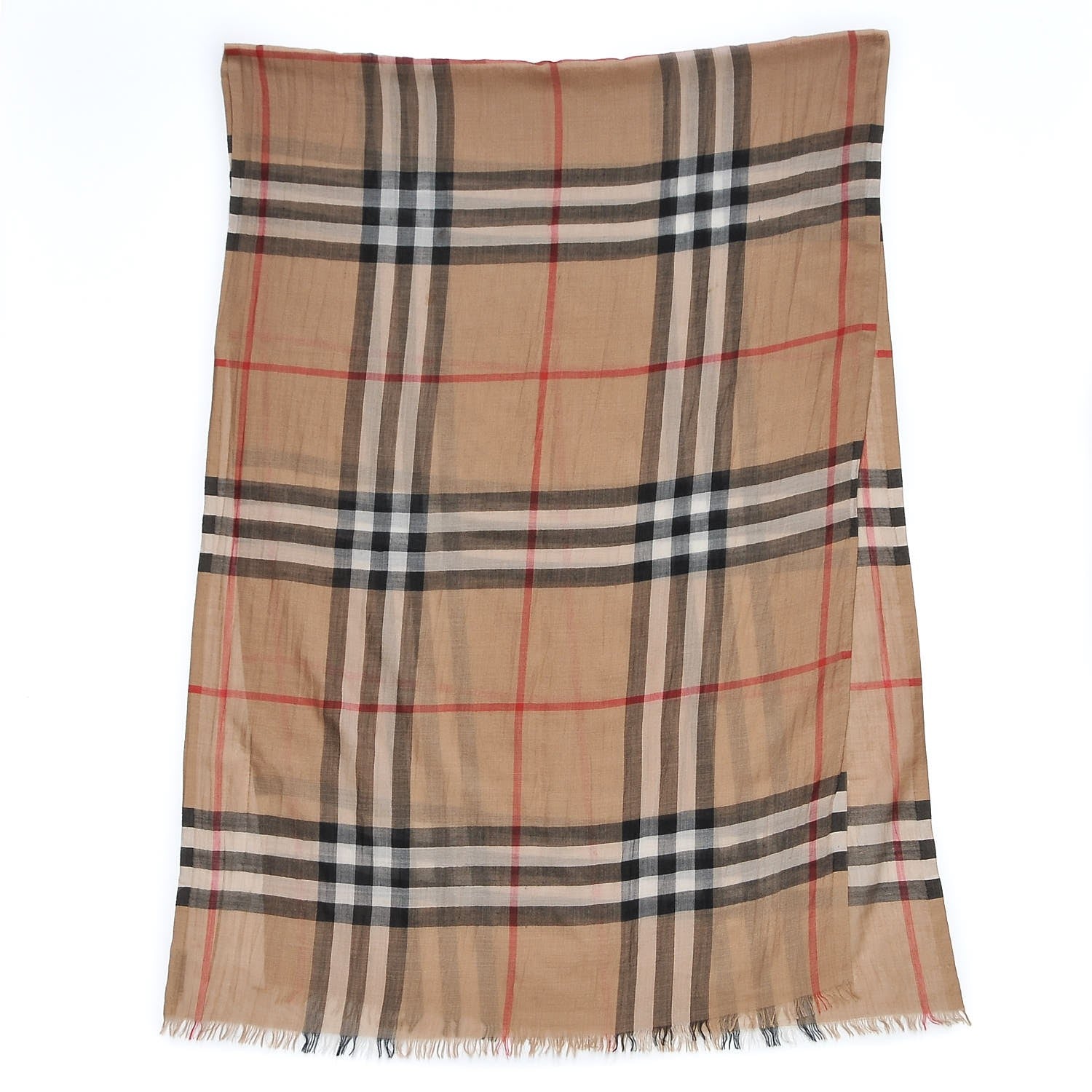 Burberry Linen Giant Check Lightweight Scarf Camel 3 of 10