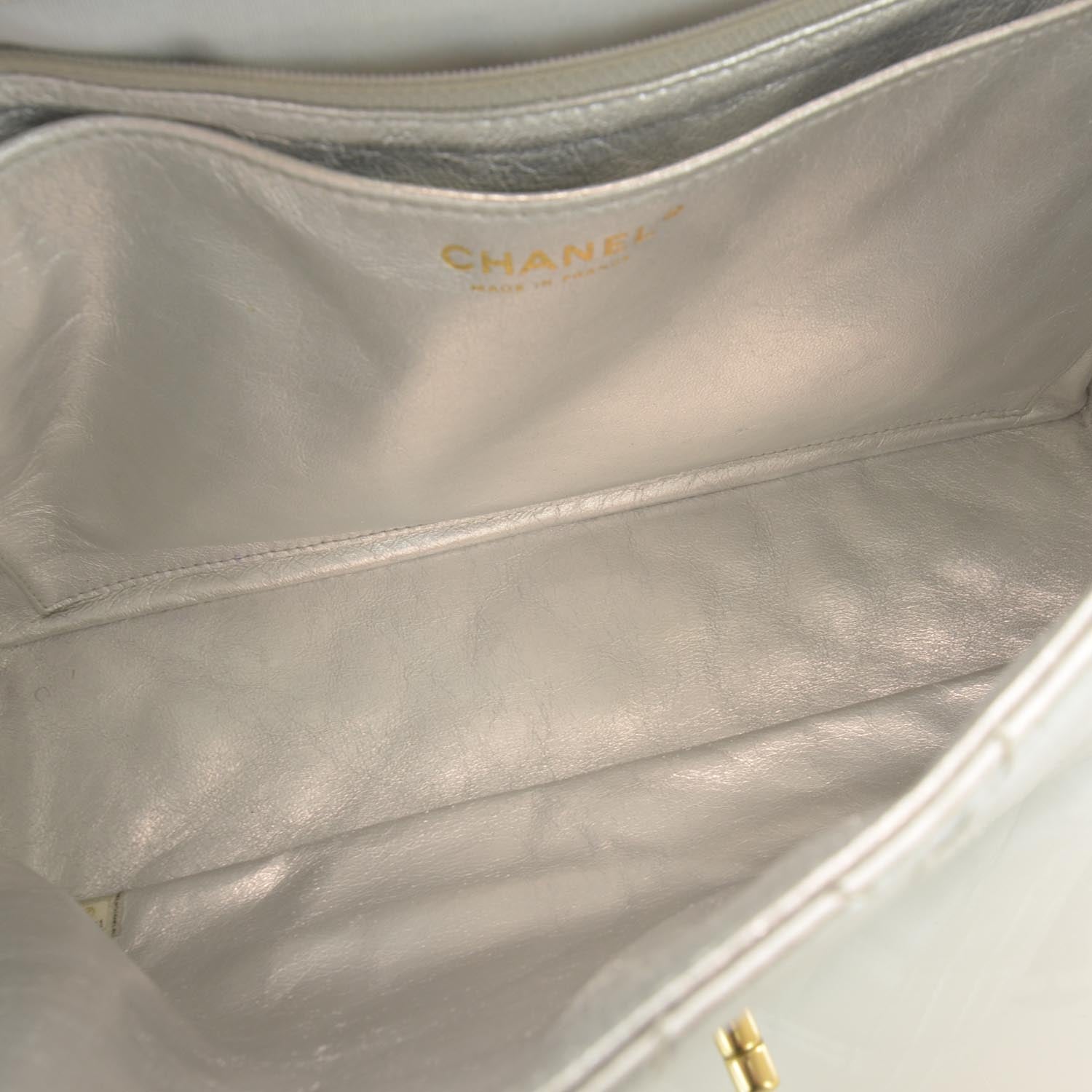 Chanel Lambskin Maxi Single Flap Metallic Silver 8 of 9