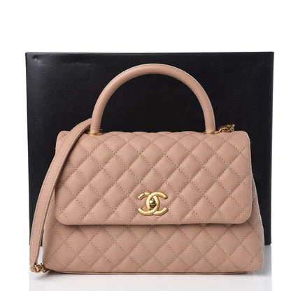 Chanel Caviar Quilted Small Coco Handle Flap Light Beige 10 of 10