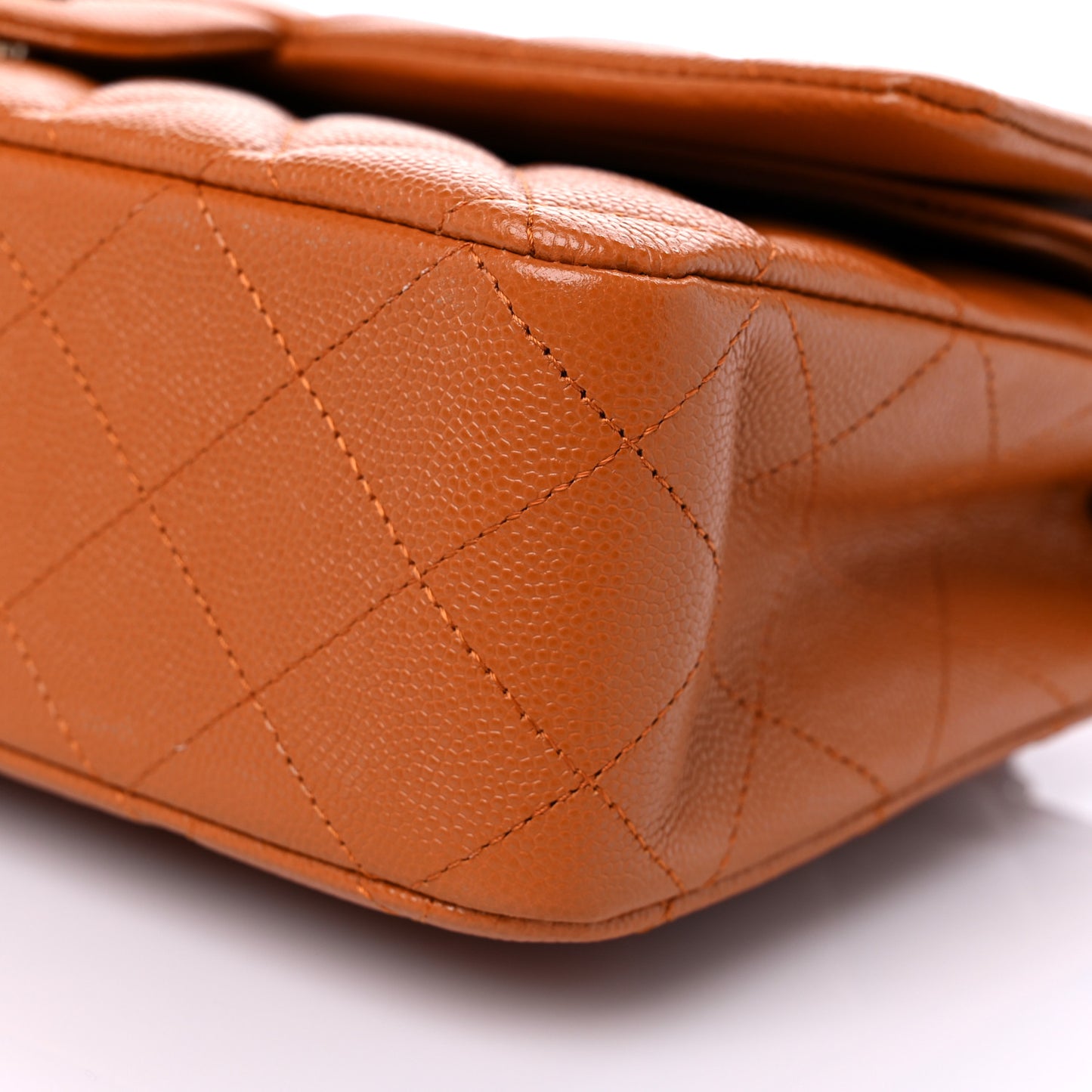 Caviar Quilted Medium Double Flap Light Brown