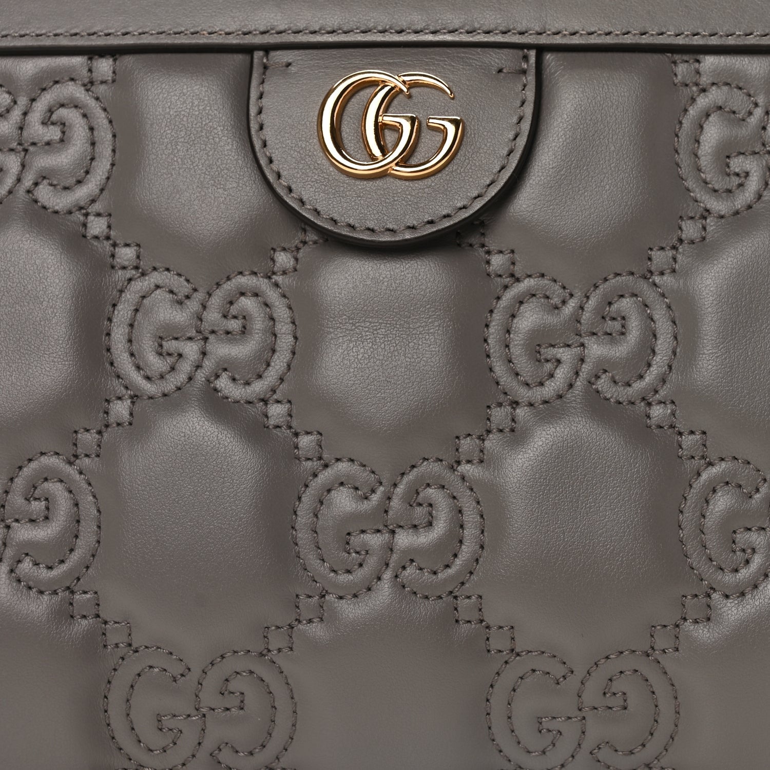 Gucci Calfskin GG Matelasse Small Slim Chain Shoulder Bag Dusty Grey Natural 6 of 8