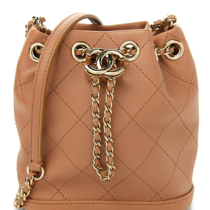 Chanel Calfskin Stitched Chain Bucket Bag Camel 10 of 10