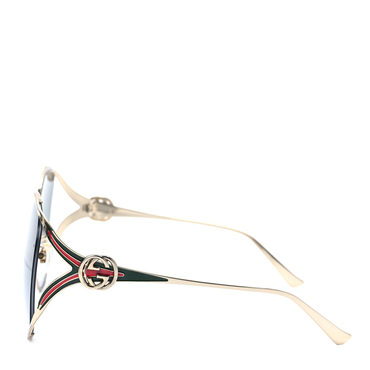 Gucci Metal Oversized Round Frame GG0225S Sunglasses Gold 3 of 8