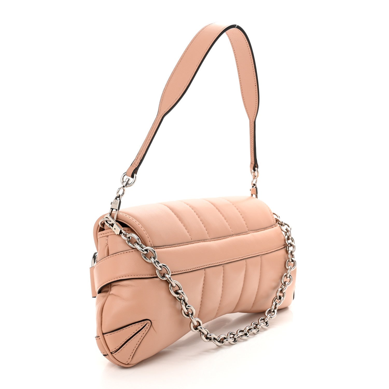 Gucci Nappa Vertical Matelasse Medium Maxi Horsebit Chain Shoulder Bag Rose Beige 3 of 7