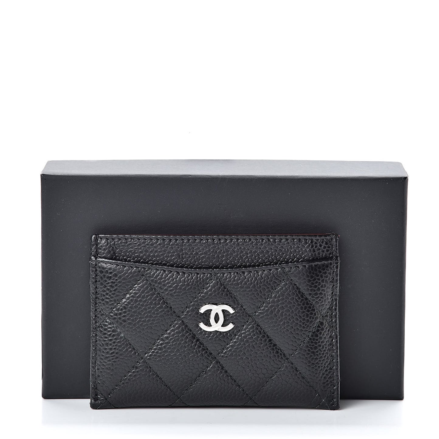 Caviar Quilted Card Holder Black