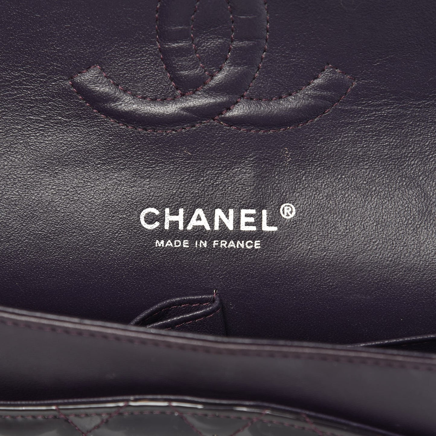 Patent Quilted Medium Double Flap Purple