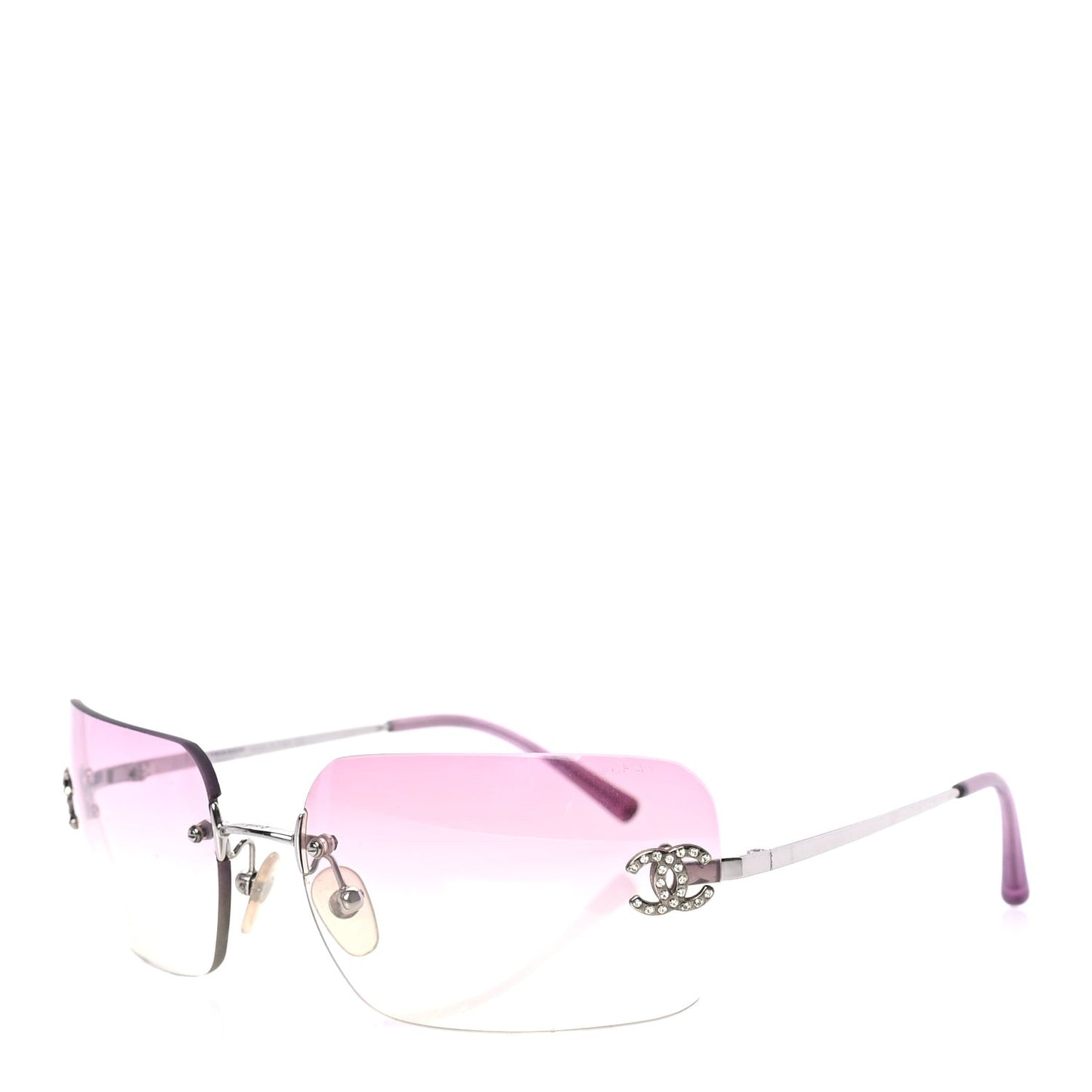 Metal Crystal CC Logo Sunglasses 4017-D Pink