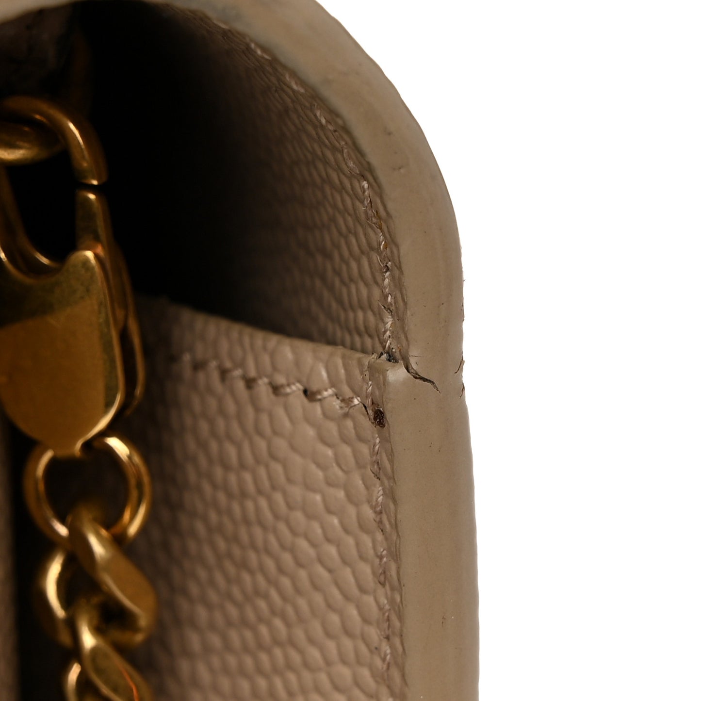 Grain De Poudre Monogram Cassandra Chain Wallet Dark Beige