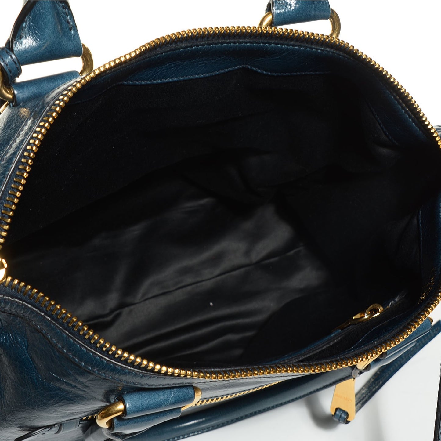 Vitello Shine Zip Tote Denim