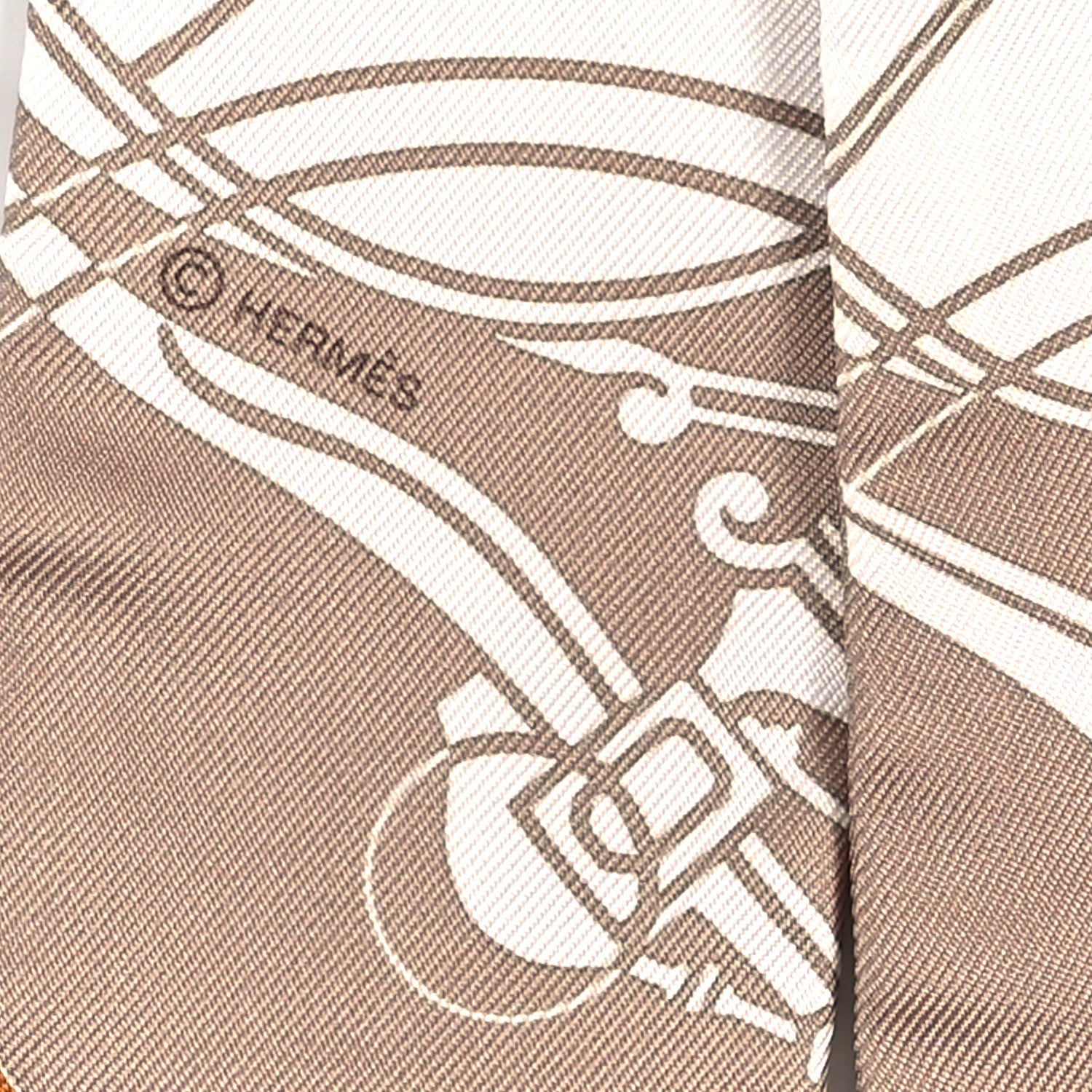Hermes Silk Ex-Libris Twilly Beige White Caramel 4 of 4
