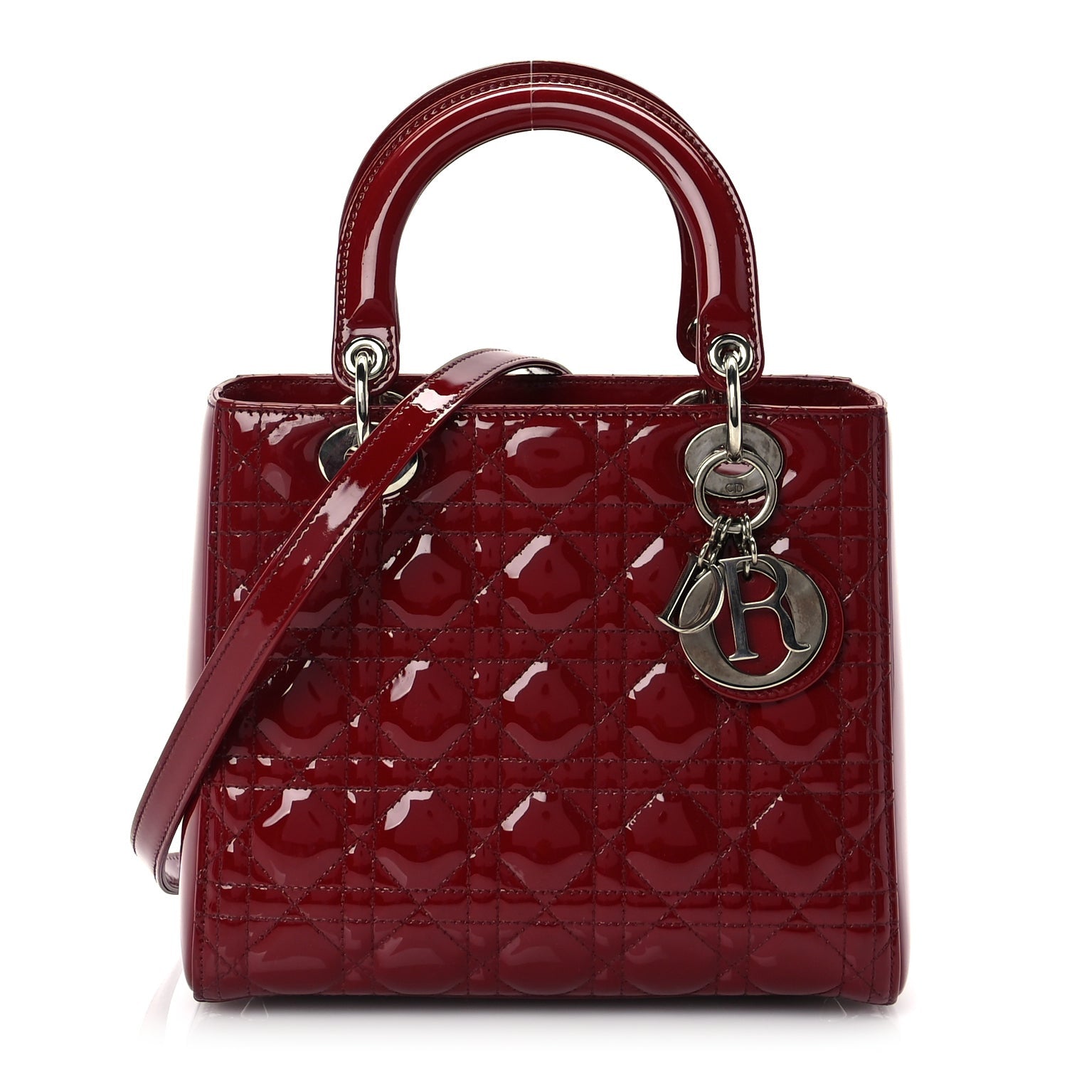 Christian Dior Patent Cannage Medium Lady Dior Red 1 of 8