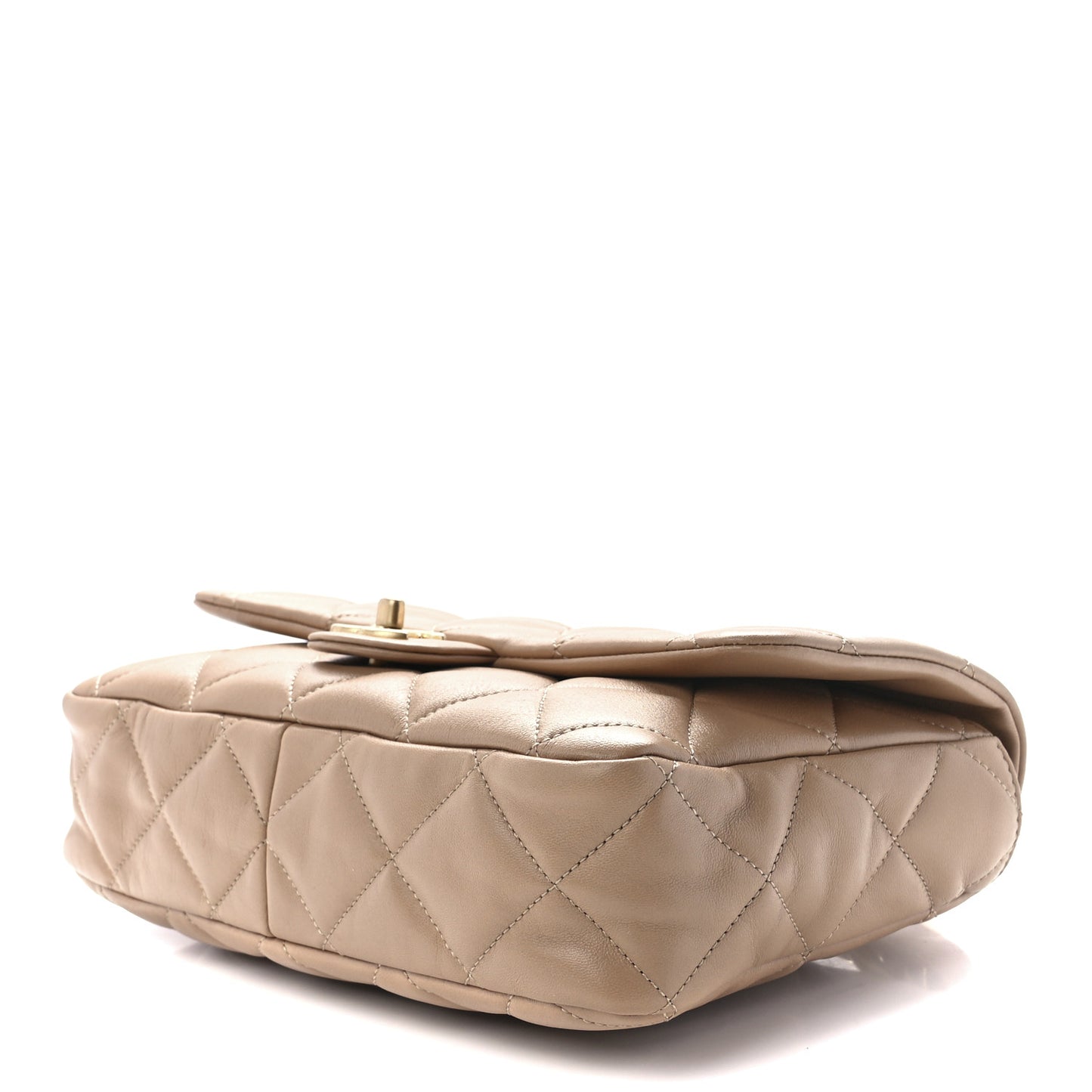 Lambskin Quilted Large CC Funky Town Flap Beige