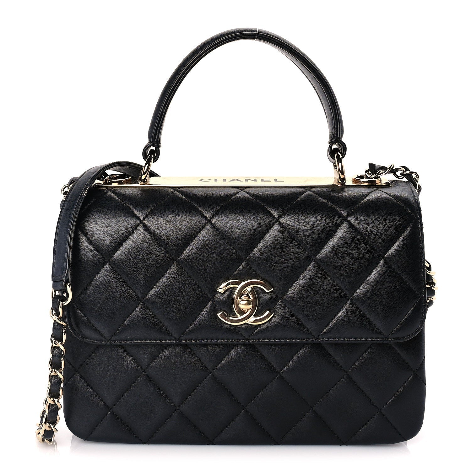 Chanel Lambskin Quilted Small Trendy CC Dual Handle Flap Bag  Black 1 of 9