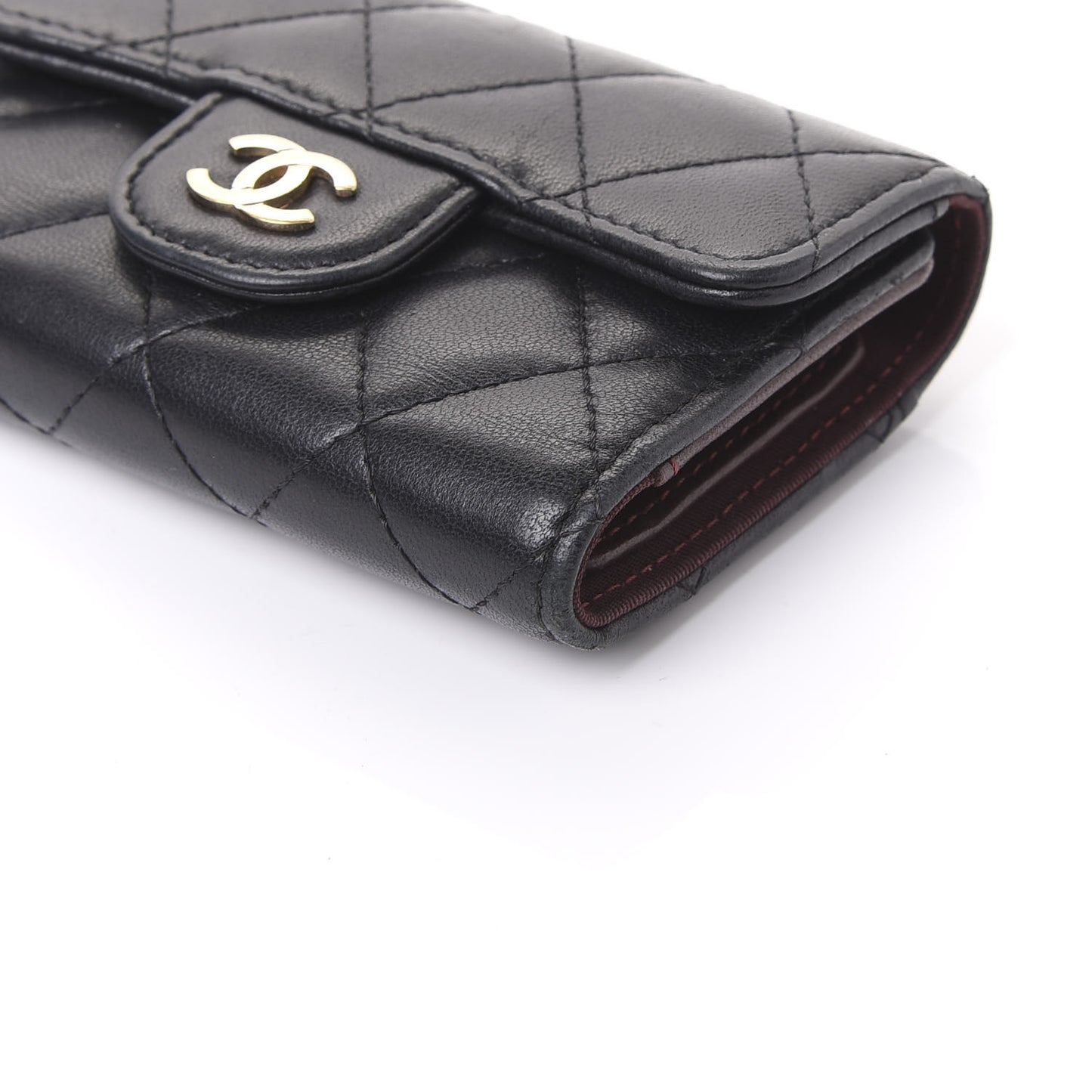 Lambskin Quilted 4 Key Holder Black
