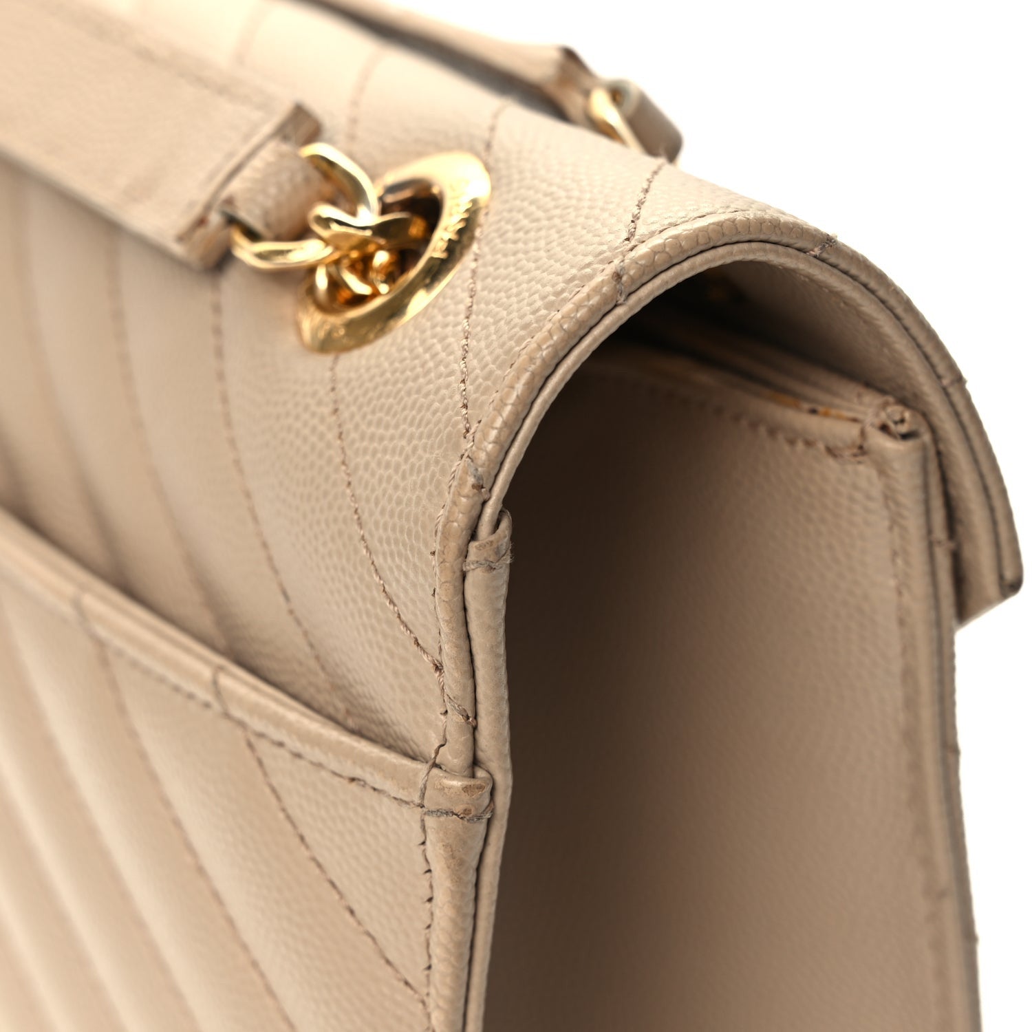 Saint Laurent Grain De Poudre Matelasse Chevron Large Monogram Satchel Dark Beige 10 of 11